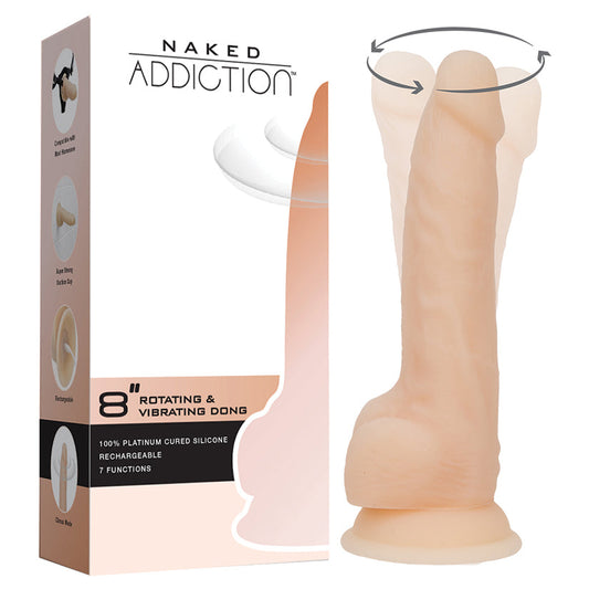 Naked Addiction Rotating & Vibrating Dong-Vanilla 8