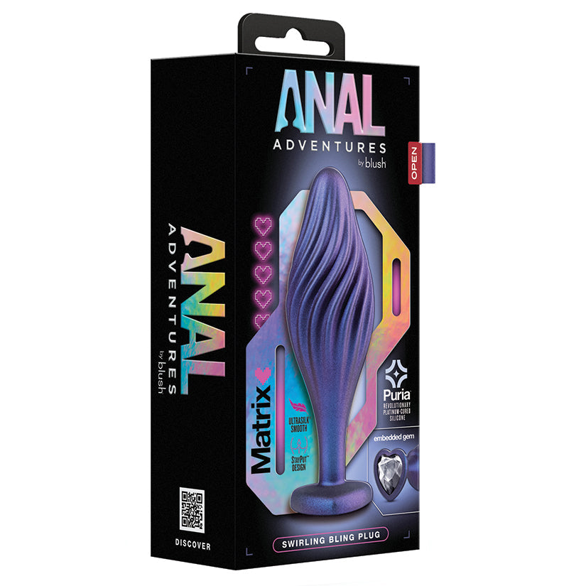 Anal Adventures Matrix Swirling Bling Plug-Sapphire