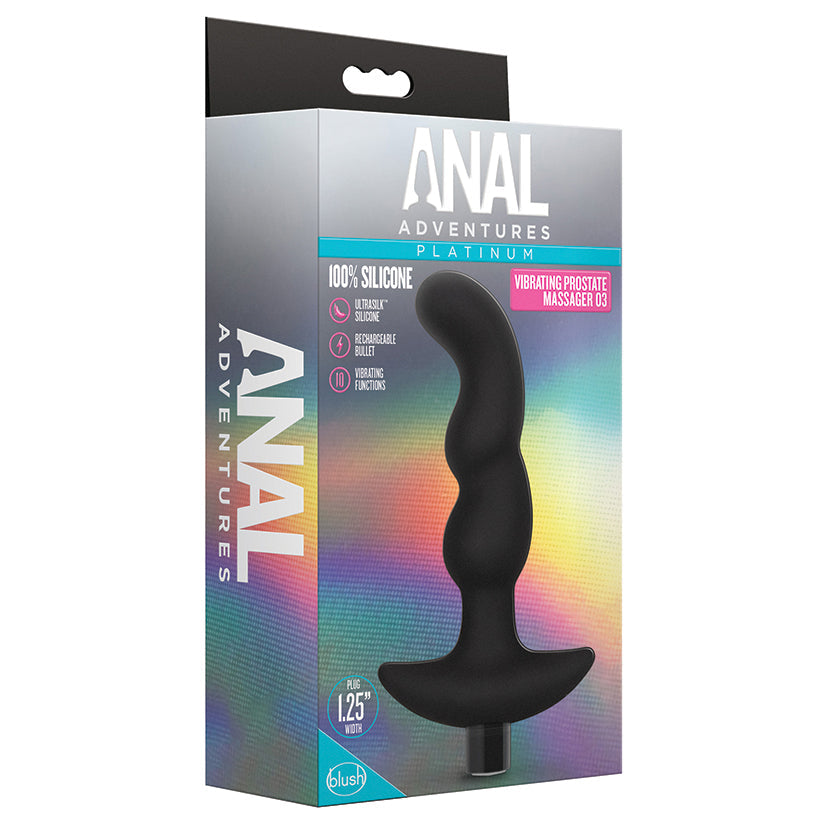 Anal Adventures Platinum Silicone Vibrating Prostate Massager 03 Black