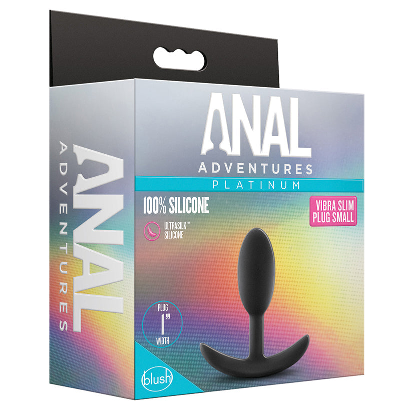 Anal Adventures Platinum Silicone Vibra Slim Plug-Small Black