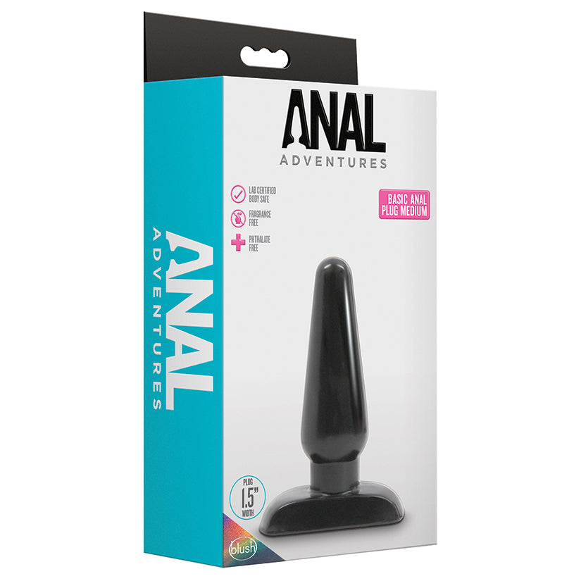 Anal Adventures Basic Anal Plug Medium Black