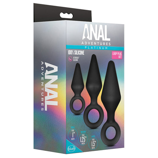 Anal Adventures Platinum Silicone Loop Plug Kit Black