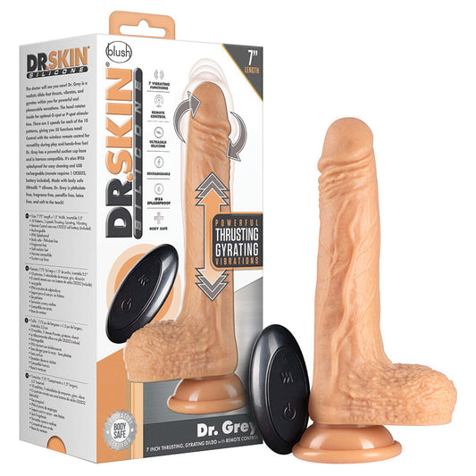 Dr. Skin Silicone Dr. Grey Thrusting Dildo-Vanilla 7