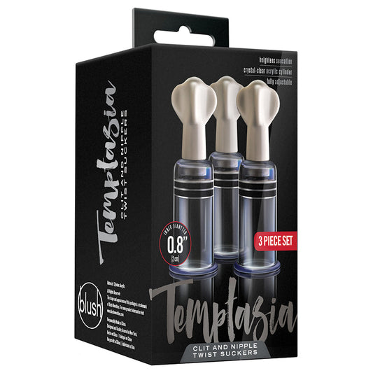 Temptasia Clit And Nipple Twist Suckers-Clear Set of 3