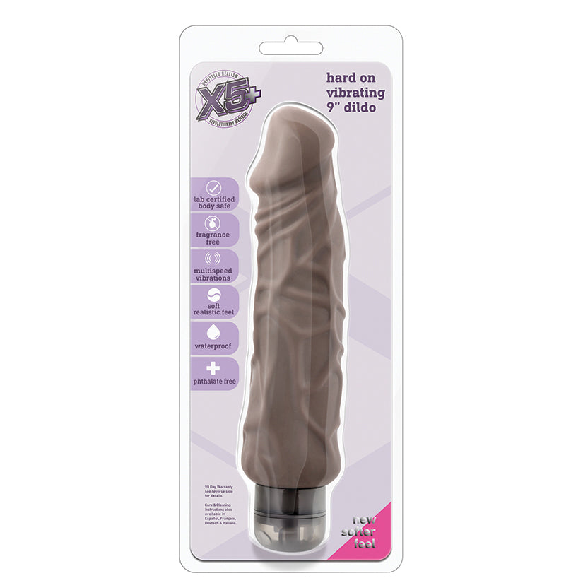 X5 Hard On Vibrating 9" Dildo-Brown