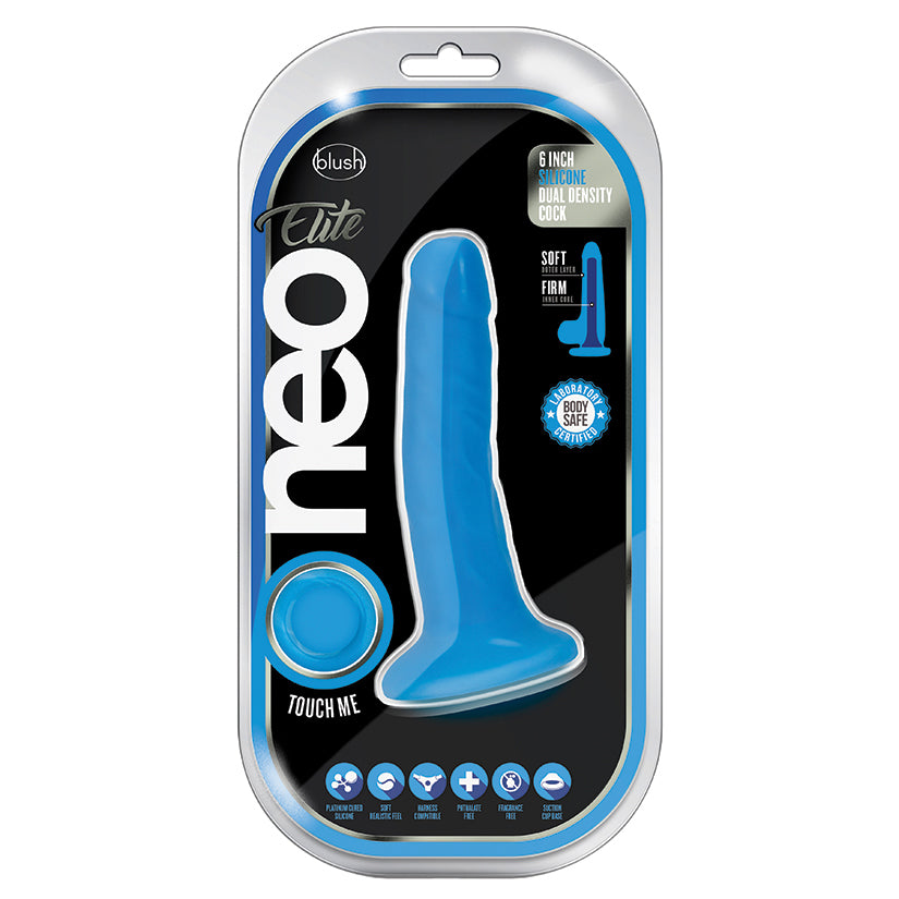 Neo Elite Silicone Dual Density Cock-Neon Blue 6