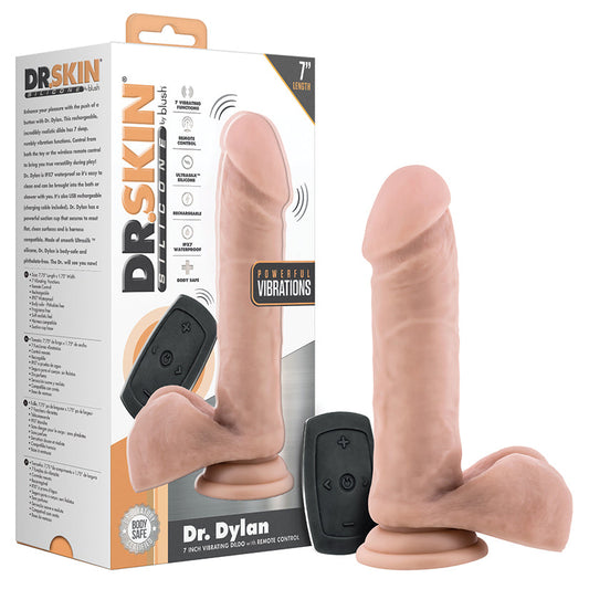 Dr. Skin Silicone Dr. Dylan Vibrating Dildo with Remote-Vanilla 7