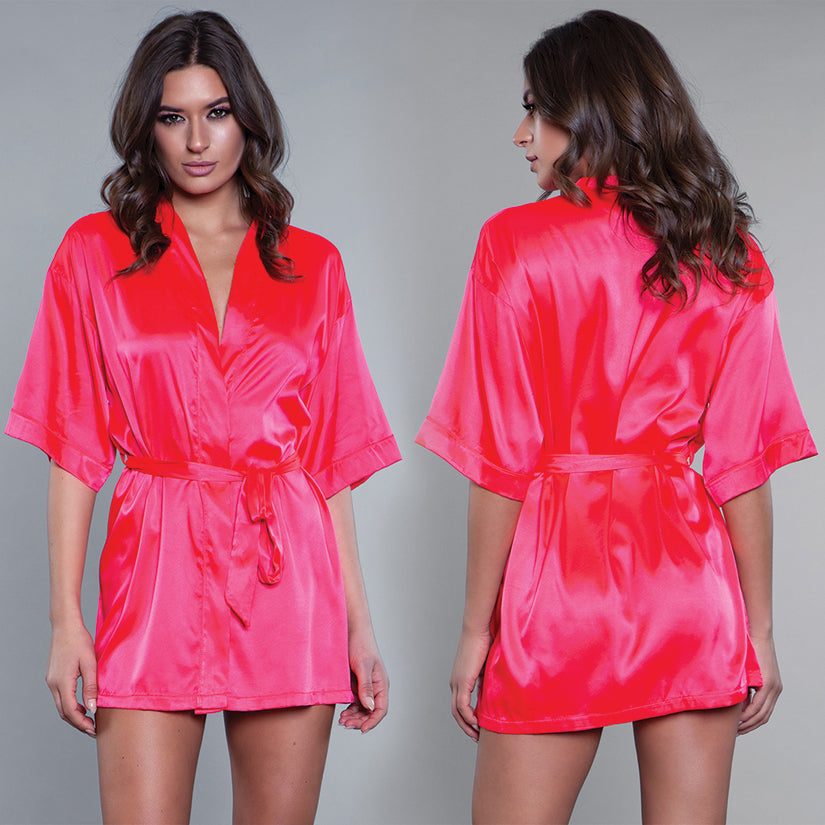 BeWicked Satin Robe-Hot Pink 1X-Hanging