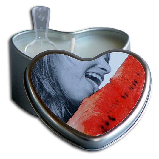 Earthly Body 4-in-1 Edible Heart Candle-Watermelon 4oz