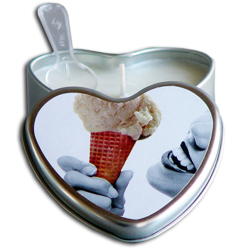 Earthly Body 4-in-1 Edible Heart Candle-Vanilla 4oz