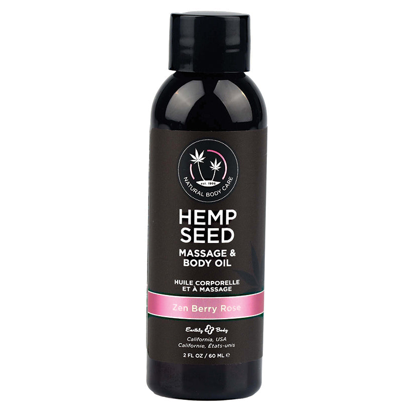 Earthly Body Hemp Seed Massage & Body Oil-Zen Berry Rose- 2oz