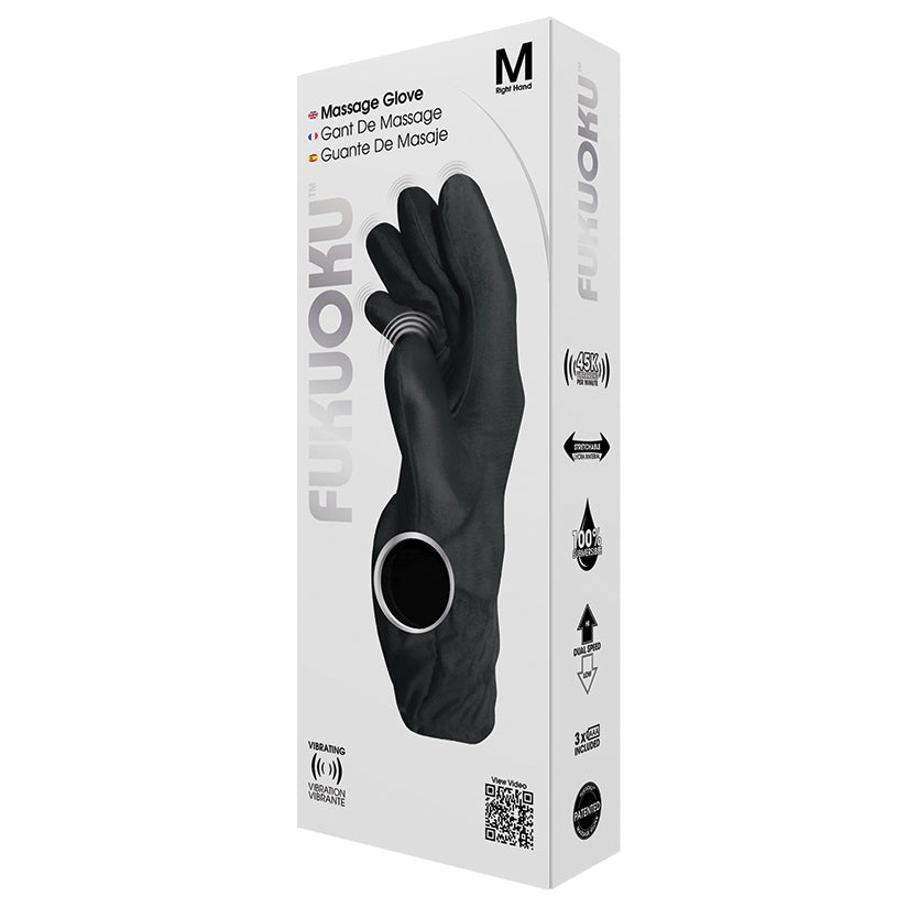 Fukuoku Five Finger Massage Glove-Black Right Hand