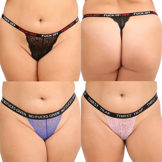 Fantasy Lingerie F*ck Pack 3PC Assorted Panty Pack-Multi Color Queen-Boxed