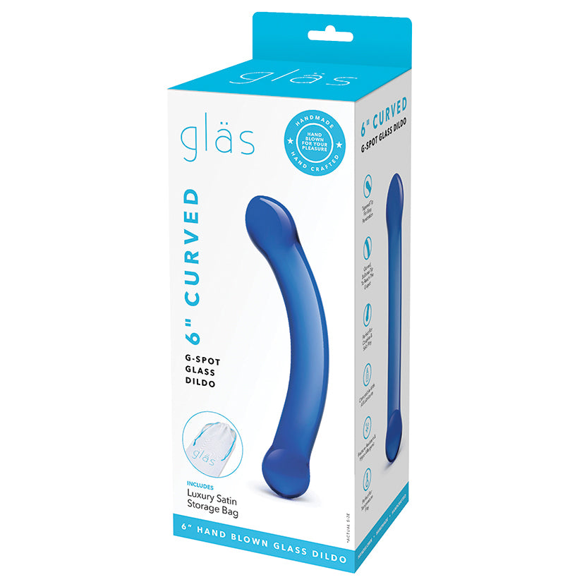 Glas 6" Curved G-spot Dildo-Blue