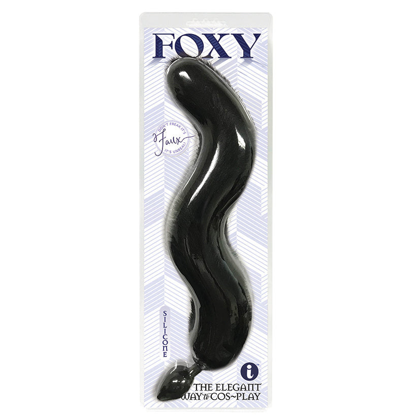 Foxy Silicone Tail Butt Plug-Black