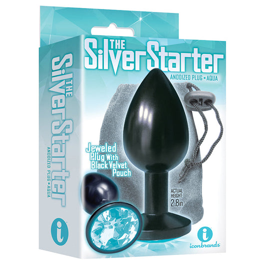 The 9's The Silver Starter Bejeweled Anodized Plug-Aqua