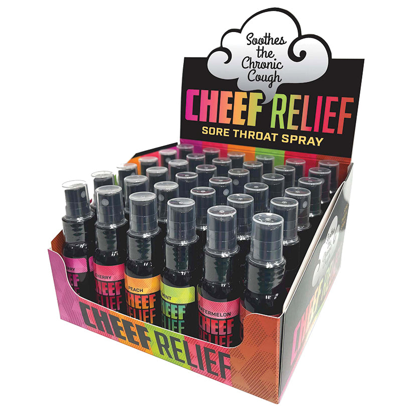 Cheef Relief Throat Spray Display of 36