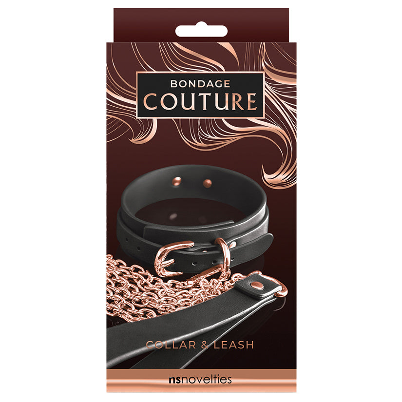 Bondage Couture Collar and Leash-Black