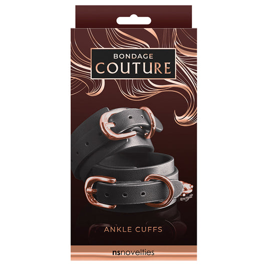 Bondage Couture Ankle Cuffs-Black