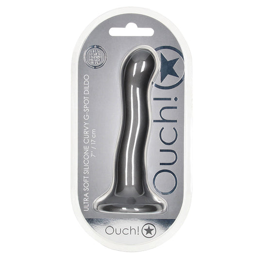 Ouch! Ultra Soft Silicone Curvy G-Spot Dildo-Gun Metal 7