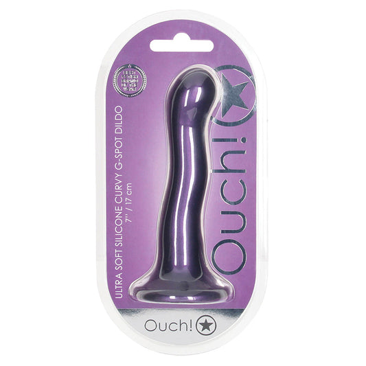 Ouch! Ultra Soft Silicone Curvy G-Spot Dildo-Metallic Purple 7