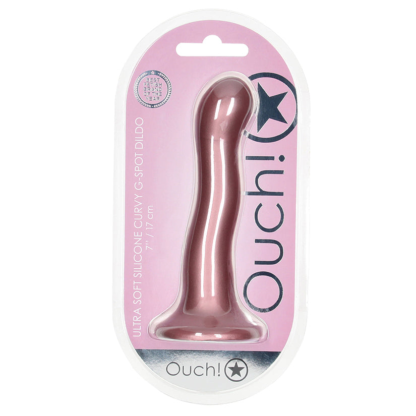 Ouch! Ultra Soft Silicone Curvy G-Spot Dildo-Rose Gold 7