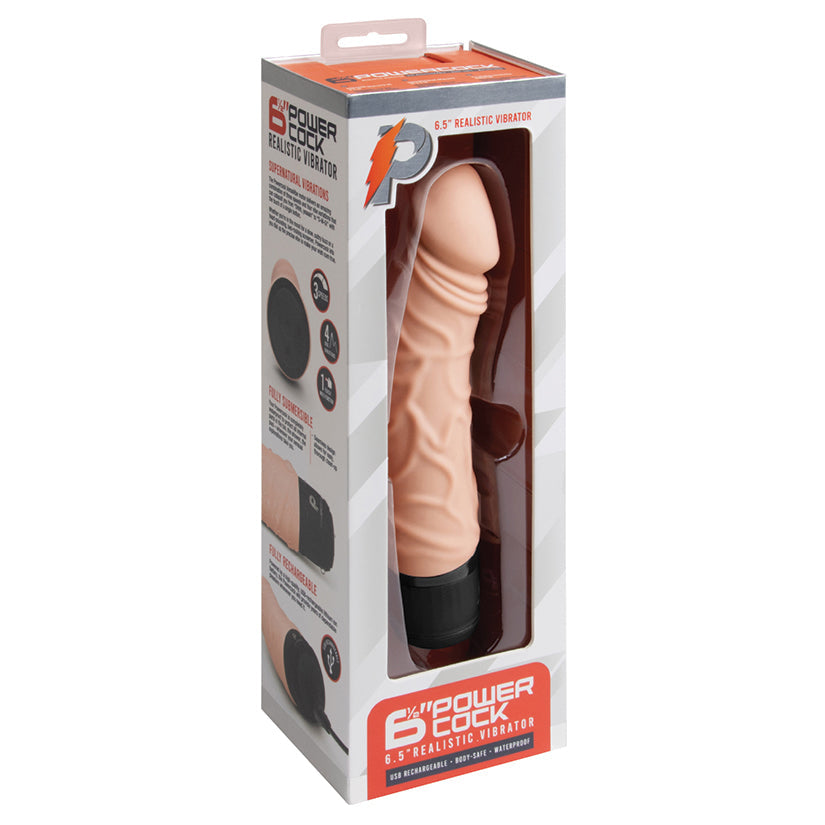 Powercocks Realistic Vibrator-Nude 6.5