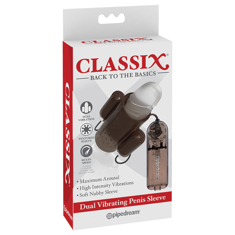 Classix Dual Vibrating Penis Sleeve-Smoke