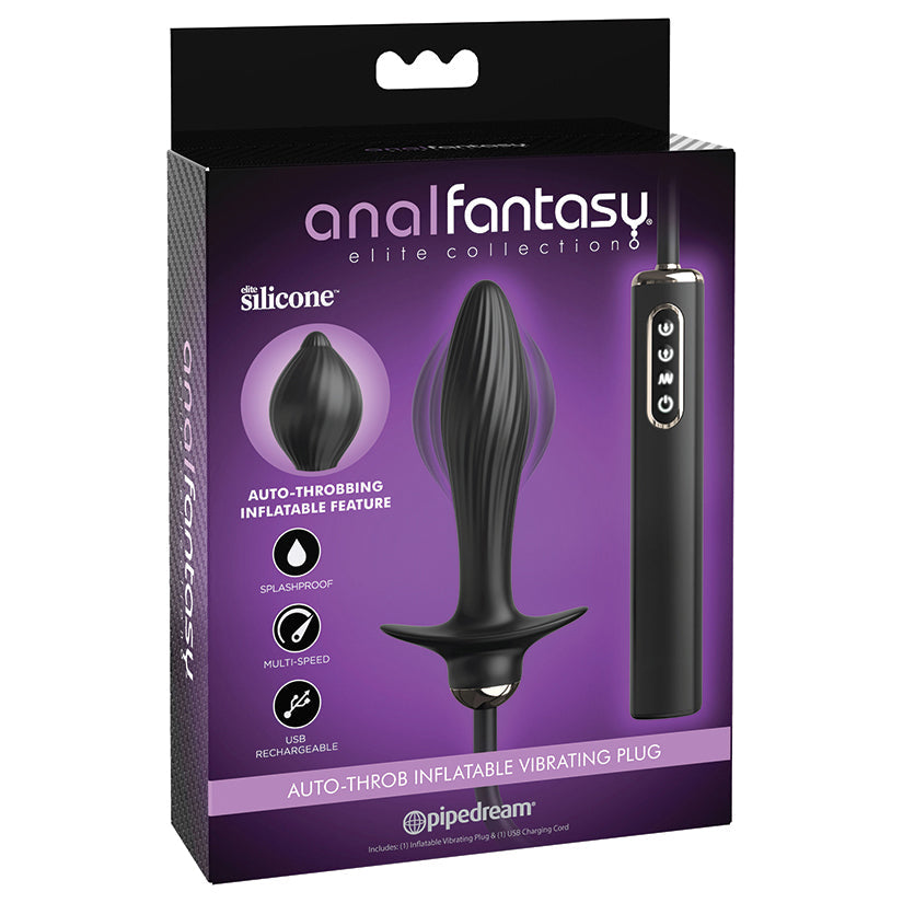 Anal Fantasy Elite Auto Throb Inflatable Vibrating Plug-Black