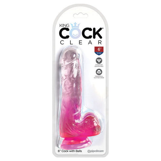 King Cock Clear with Balls-Pink 6