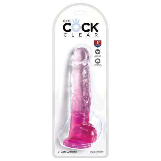 King Cock Clear with Balls-Pink 8