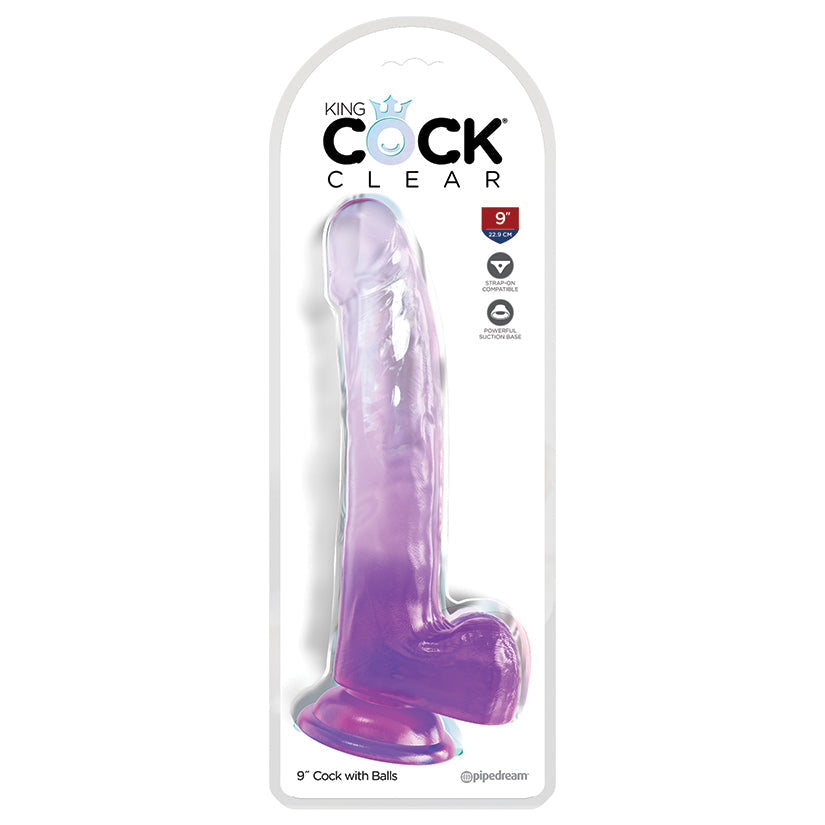 King Cock Clear with Balls-Purple 9