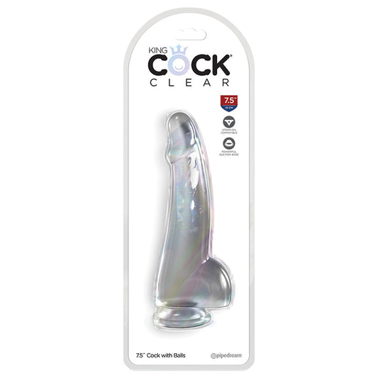 King Cock Clear with Balls-Clear 7.5