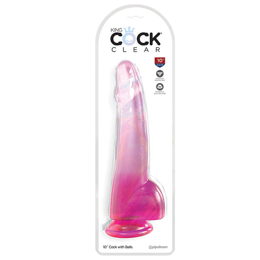 King Cock Clear with Balls-Pink 10