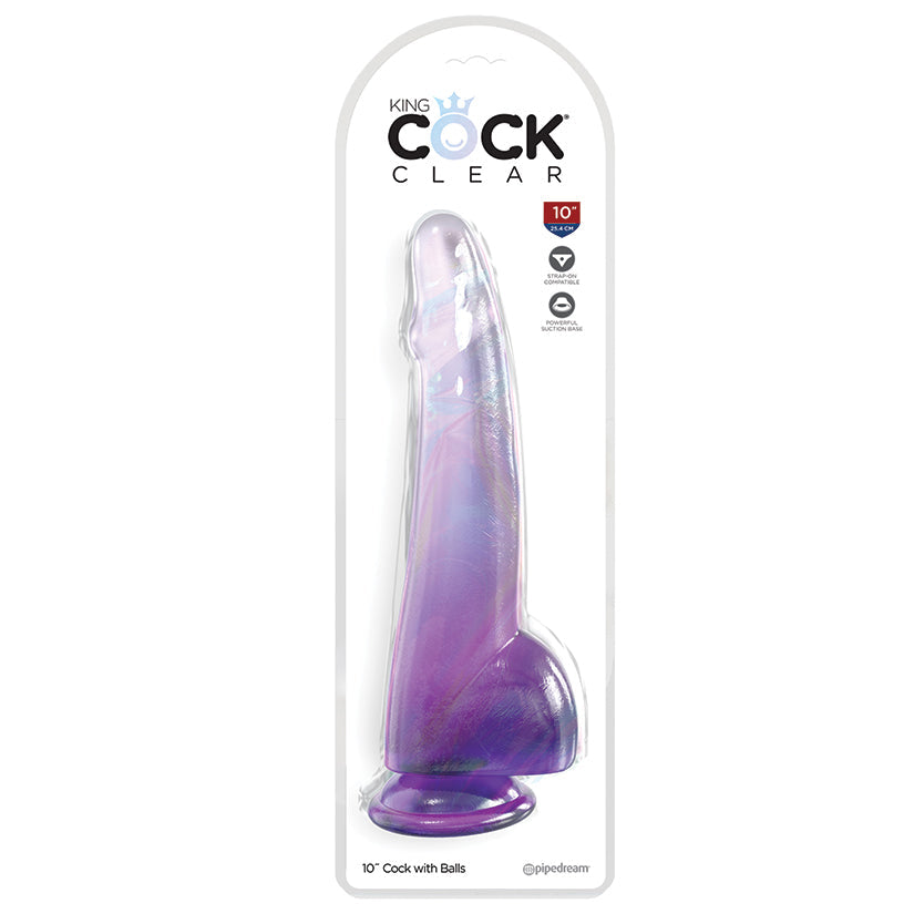 King Cock Clear with Balls-Purple 10