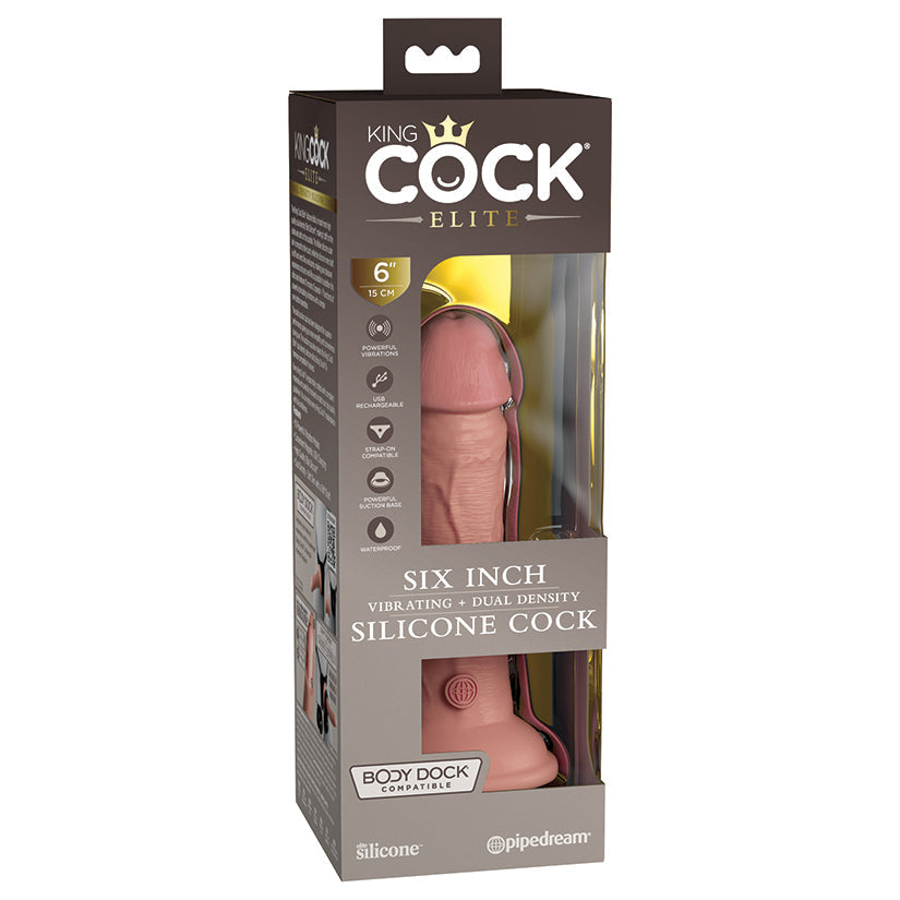 King Cock Elite Dual Density Vibe Silicone Cock-Light 6