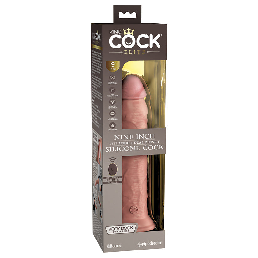 King Cock Elite Dual Density Vibe Silicone Cock-Light 9