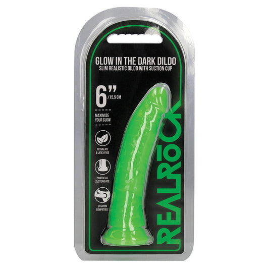 RealRock Slim Glow in the Dark Dildo-Green 6