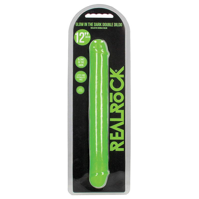 RealRock Glow in the Dark Double Dildo-Green 12