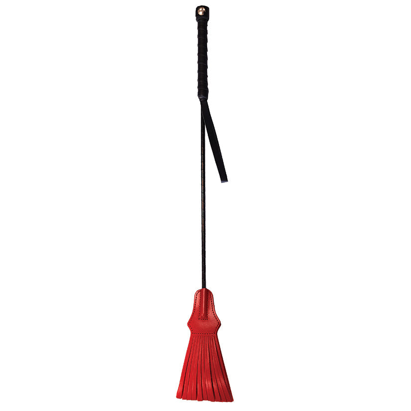 Rouge Group Leather Tasselled Riding Crop-Red