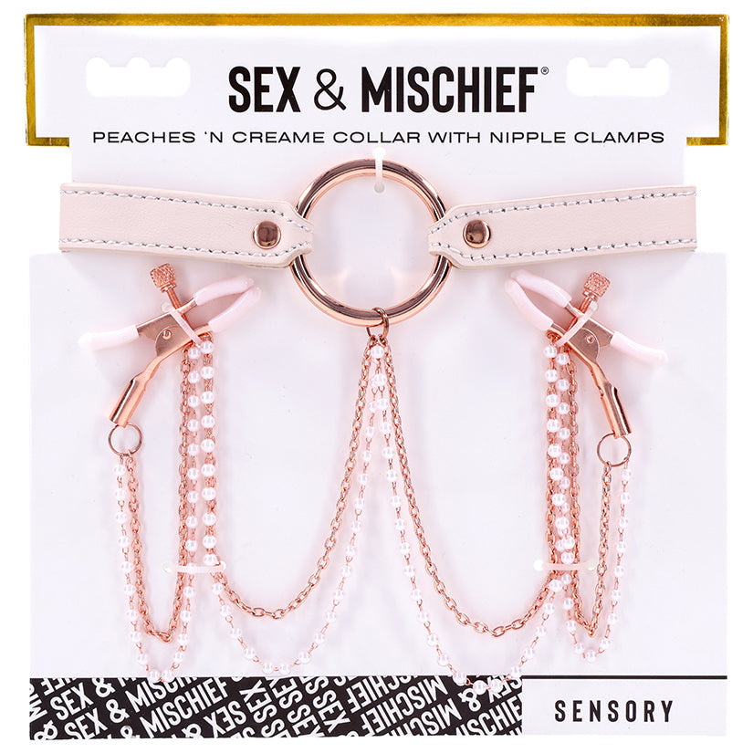 S&M Peaches Ôn CreaMe Collar with Nipple Clamps