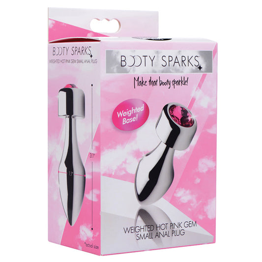 Booty Sparks Weighted Base Aluminum Plug Pink Gem-Small