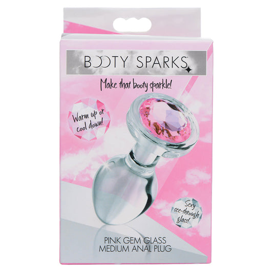 Booty Sparks Pink Gem Glass Anal Plug-Medium