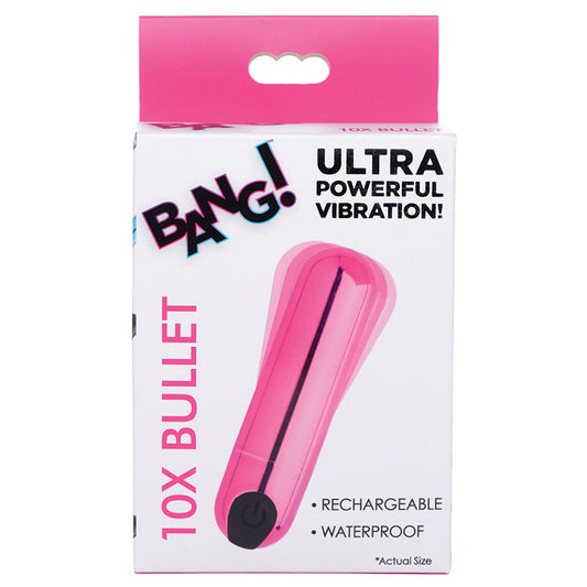 Bang! 10X Rechargeable Vibrating Metallic Bullet-Pink