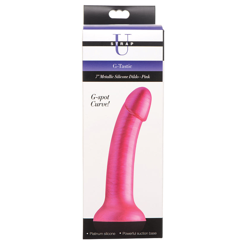 Strap U G-Tastic Metallic Silicone Dildo-Pink 7