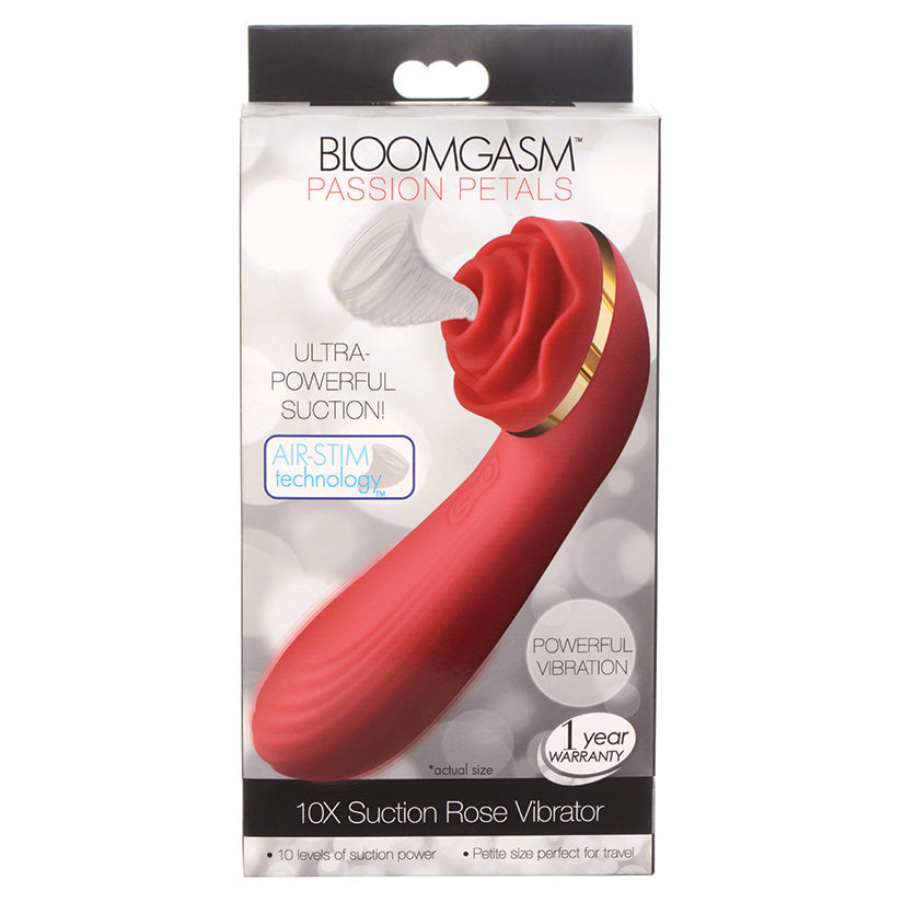 Bloomgasm Passion Petals 10X Silicone Suction Rose Vibrator-Red